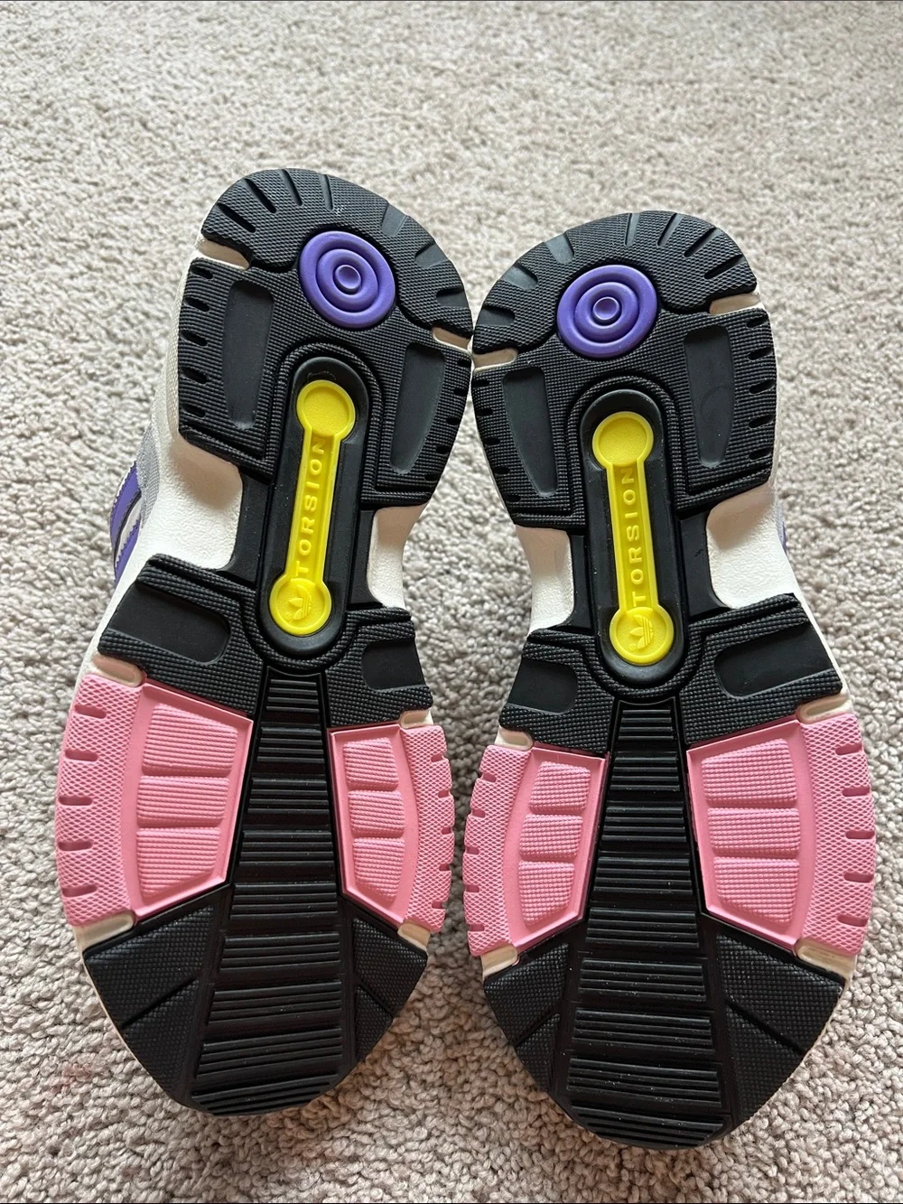 adidas Taupe & Purple Retro Runner with Pink Accent